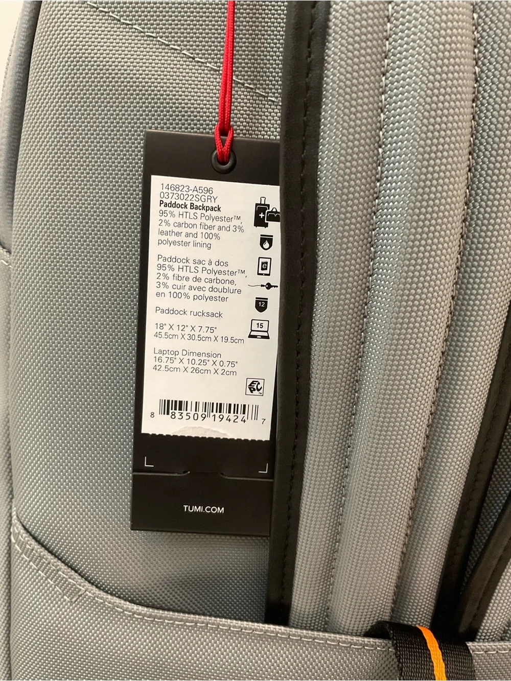 NEW Tumi McLaren PADDOCK 18.0” HTLS Polyester Laptop Backpack - SUPER GRAY